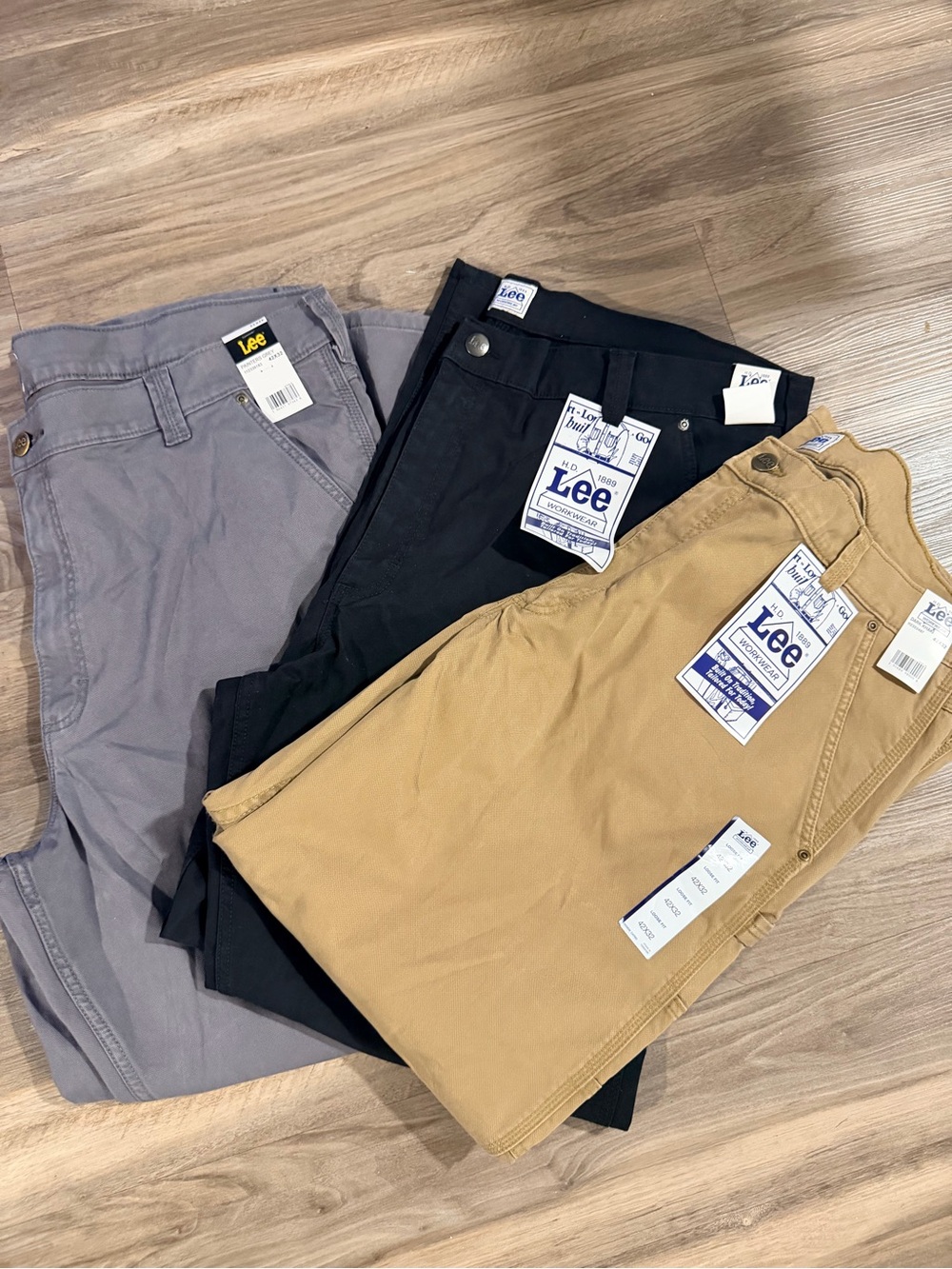 Lee Workwear Carpenter Utility Pants 42x32‎ Lot of 3 NWT Black Gray Khaki